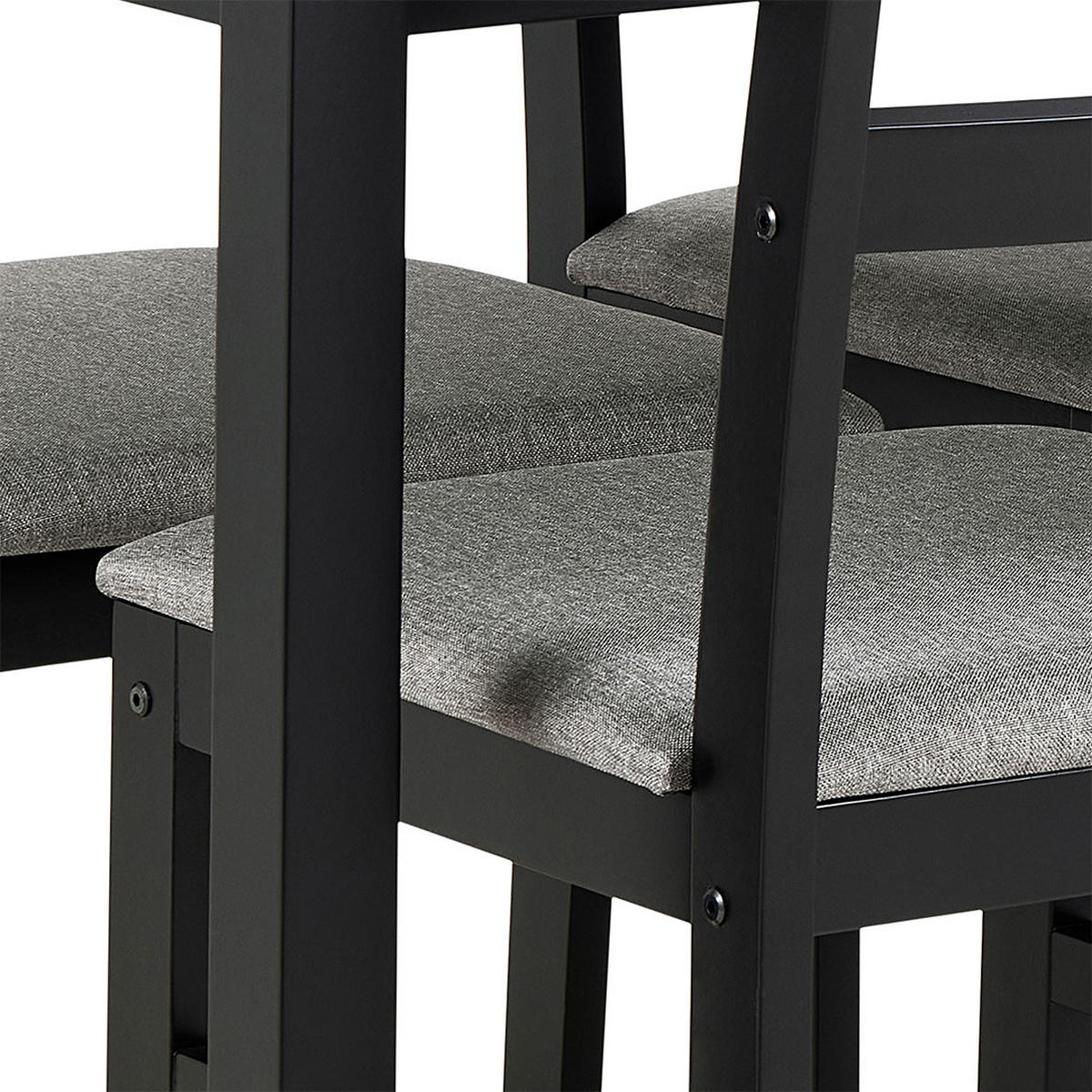 ESSGRUPPE, Alicante, Tisch Schwarz, Stühle Schwarz, Holz, 110 x 70 x 75 cm, 5-teilig - Schwarz, Holz/Textil (110/75/70cm) - ebuy24