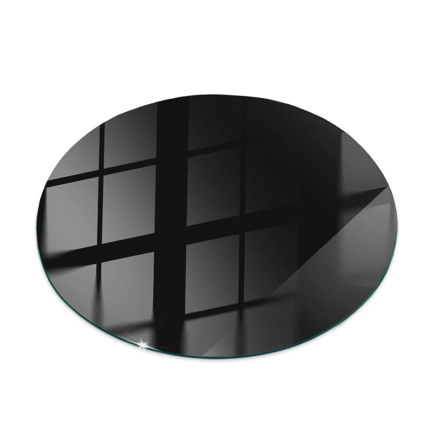 TISCHPLATTE Ø60 cm Glatte Schwarze Oberfläche Rund - Schwarz Hochglanz/Robinienfarben, Glas (60/60/0.4cm) - TULUP
