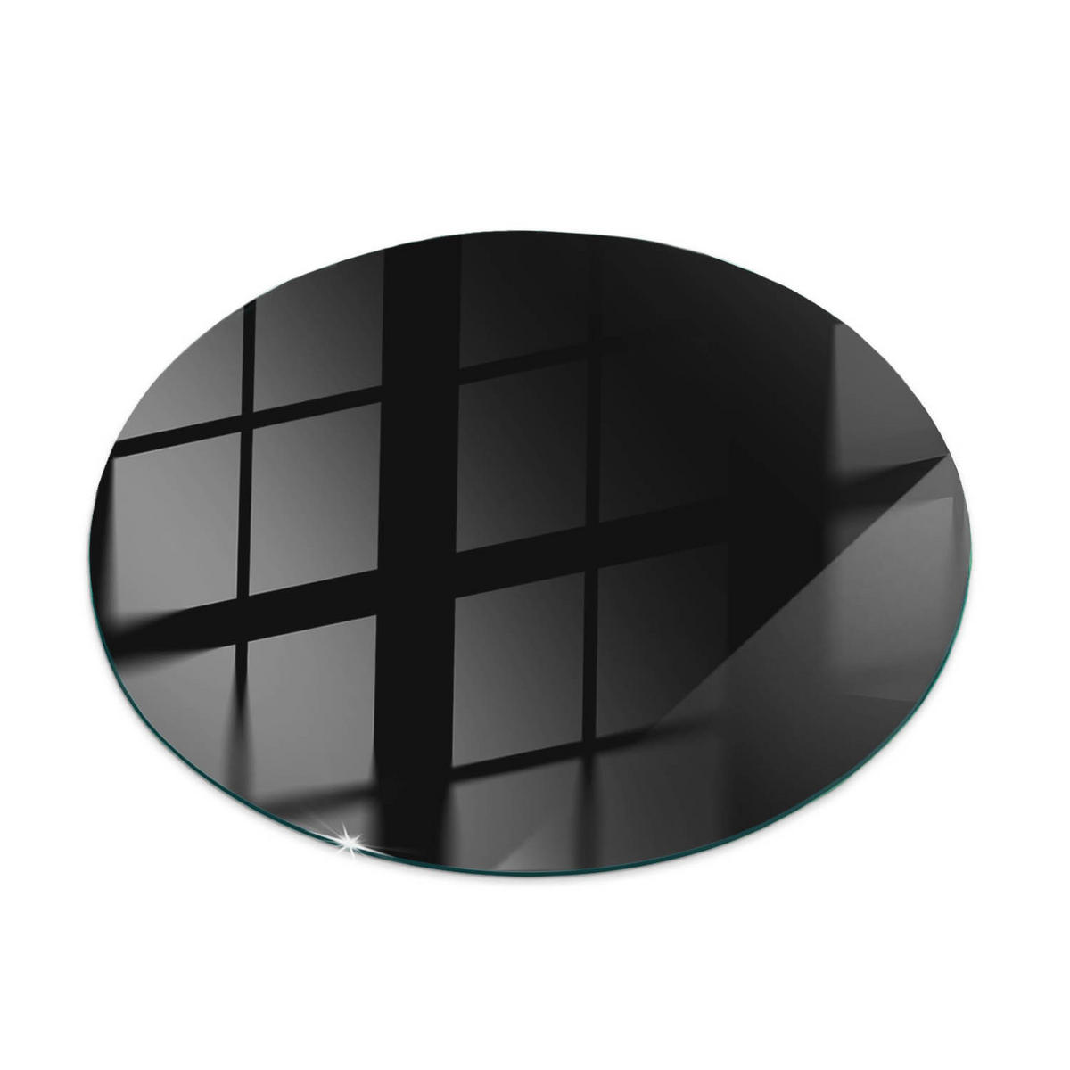 TISCHPLATTE Ø60 cm Glatte Schwarze Oberfläche Rund - Schwarz Hochglanz/Robinienfarben, Glas (60/60/0.4cm) - TULUP