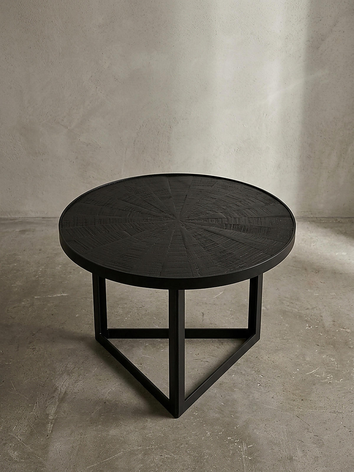 COUCHTISCH Schwarz Massivholz Mango Rund 58x58x40 cm Industrial Design - Schwarz, Holz/Metall (58/58/40cm) - KADIMA DESIGN