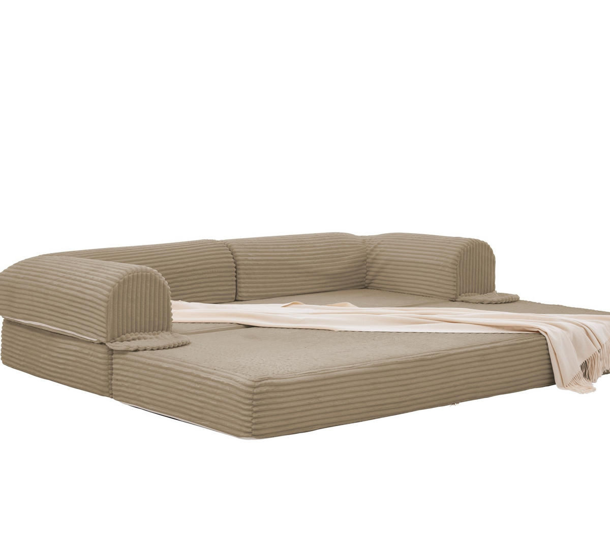 SCHLAFSOFA 2-Sitzer aus Rippcord Beige - Braun, Kunststoff (78/65/190cm) - Meubliv