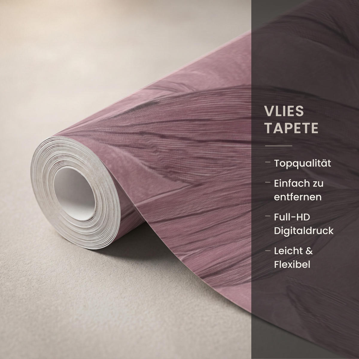 TAPETE - Blätter - Muster - Lila - 350x280 cm - Altrosa, Papier (350/280cm) - OnlyWow