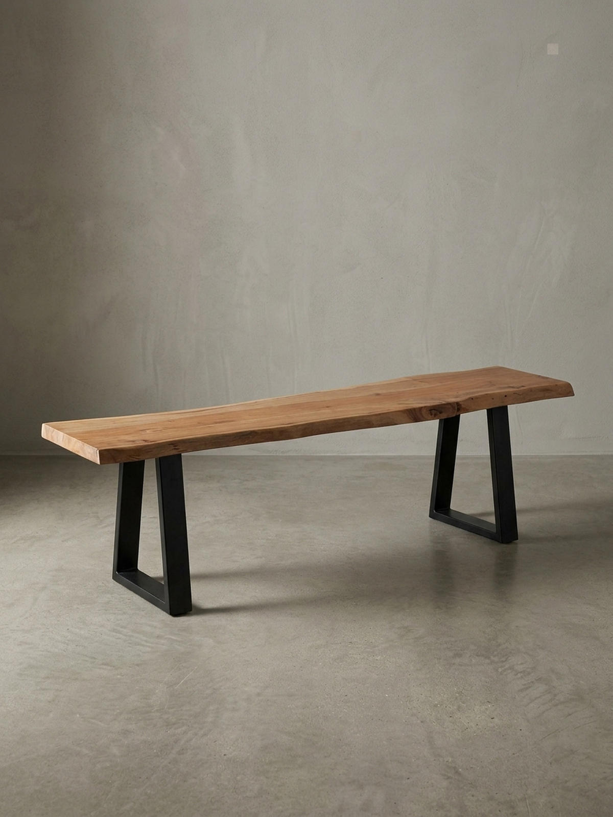 ESSZIMMERBANK Akazienholz Metall schwarze Füße, Beige 160x40x45 cm - Beige/Schwarz, Holz/Metall (160/45/40cm) - KADIMA DESIGN