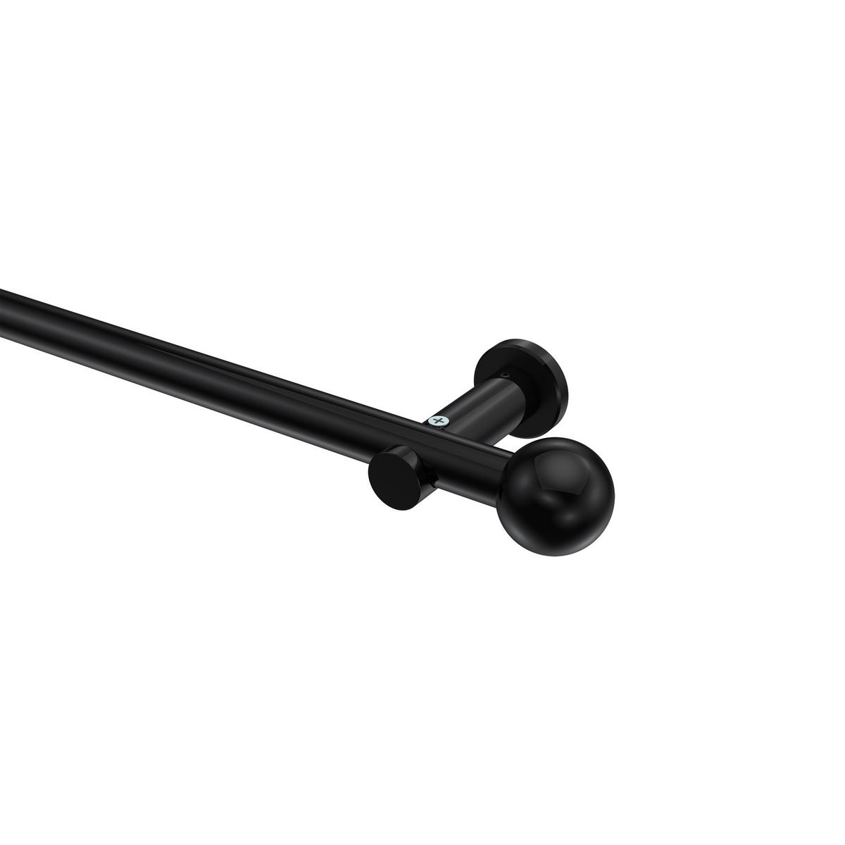 GARDINENSTANGEN-SET Platon Luino 160 cm, 1-läufig (ohne Ringe), 20 mm Ø Schwarz - Schwarz, Metall (160cm) - INTERDECO