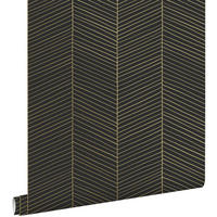 TAPETE Fischgrätmuster 53 cm x 10.05 m - Schwarz, Papier (53/1000cm) - ESTAhome