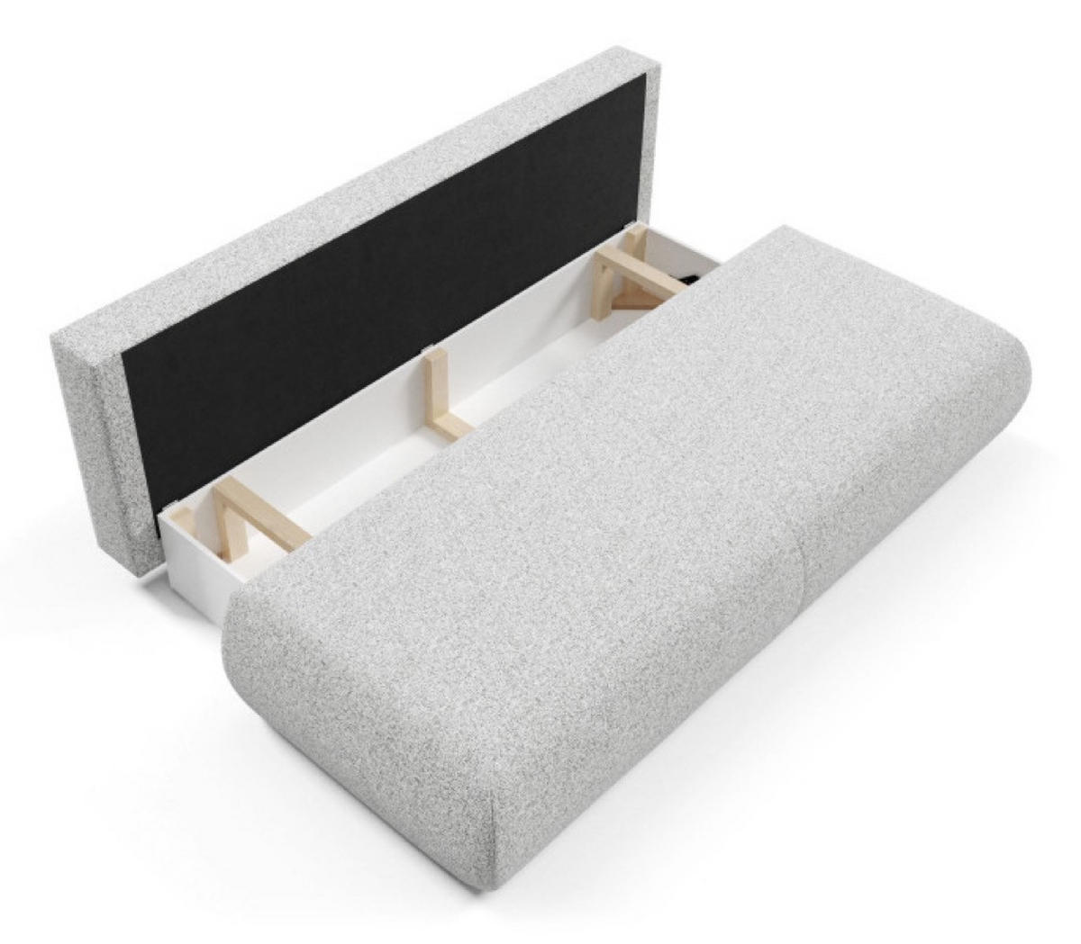 SOFA Hellgrau PENTI Ohne Armlehnen Mit Schlaffunktion Bezug PUENTE - Grau, Textil (214/74/100cm) - Sepro Meble