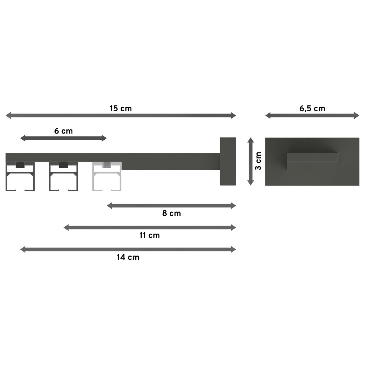GARDINENSTANGE INNENLAUF Quadline (Multi) Sono 480 cm (geteilt in 3 x 160 cm), 2-läufig, 20x20 mm Satin-Silber - Silberfarben, Metall (480cm) - INTERDECO