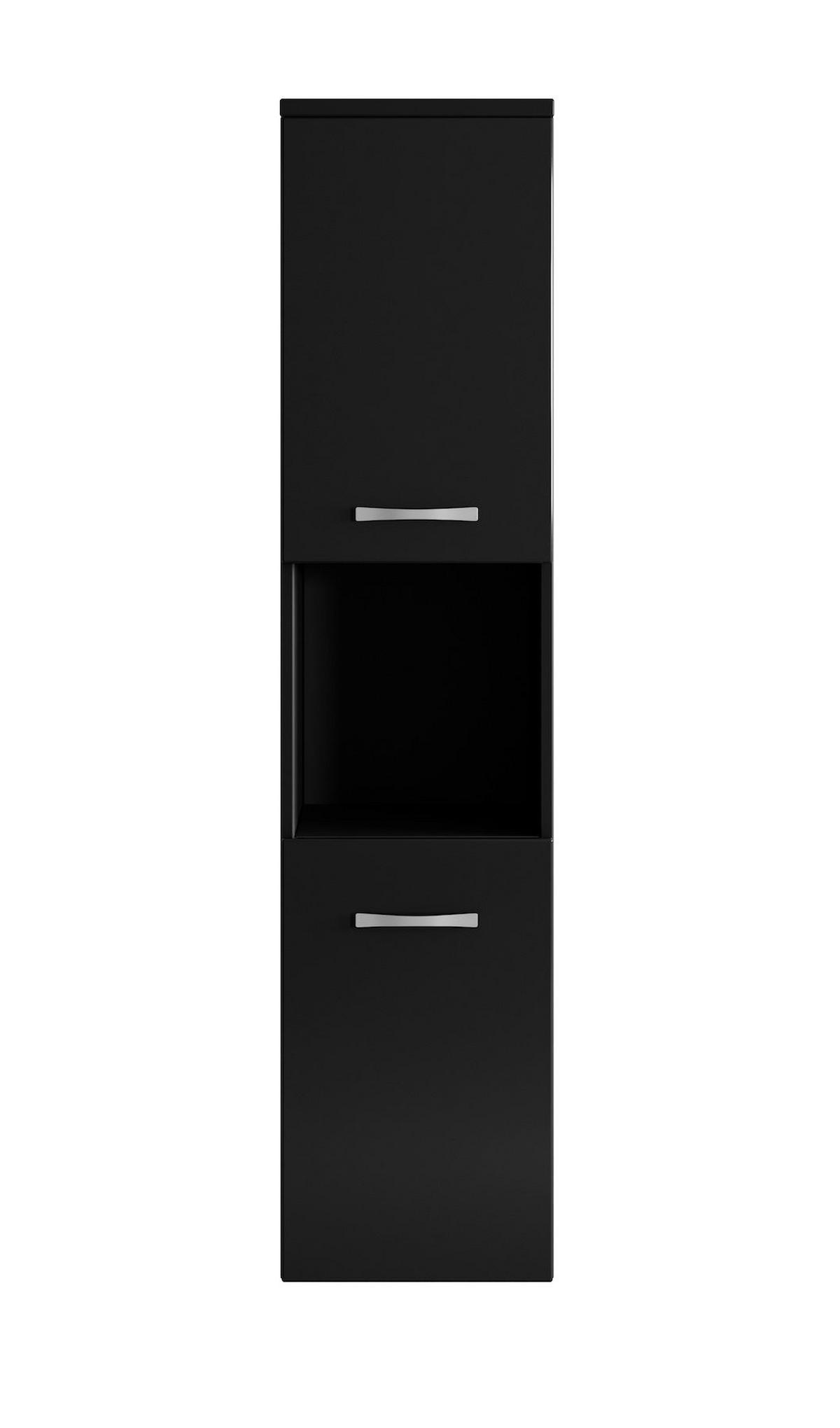 BADEZIMMERSCHRANK Montreal mit 2 Türen Schwarz Hochglanz - 30 x 30 x 130 cm - Schwarz, Holz (30/131/30cm) - Badplaats