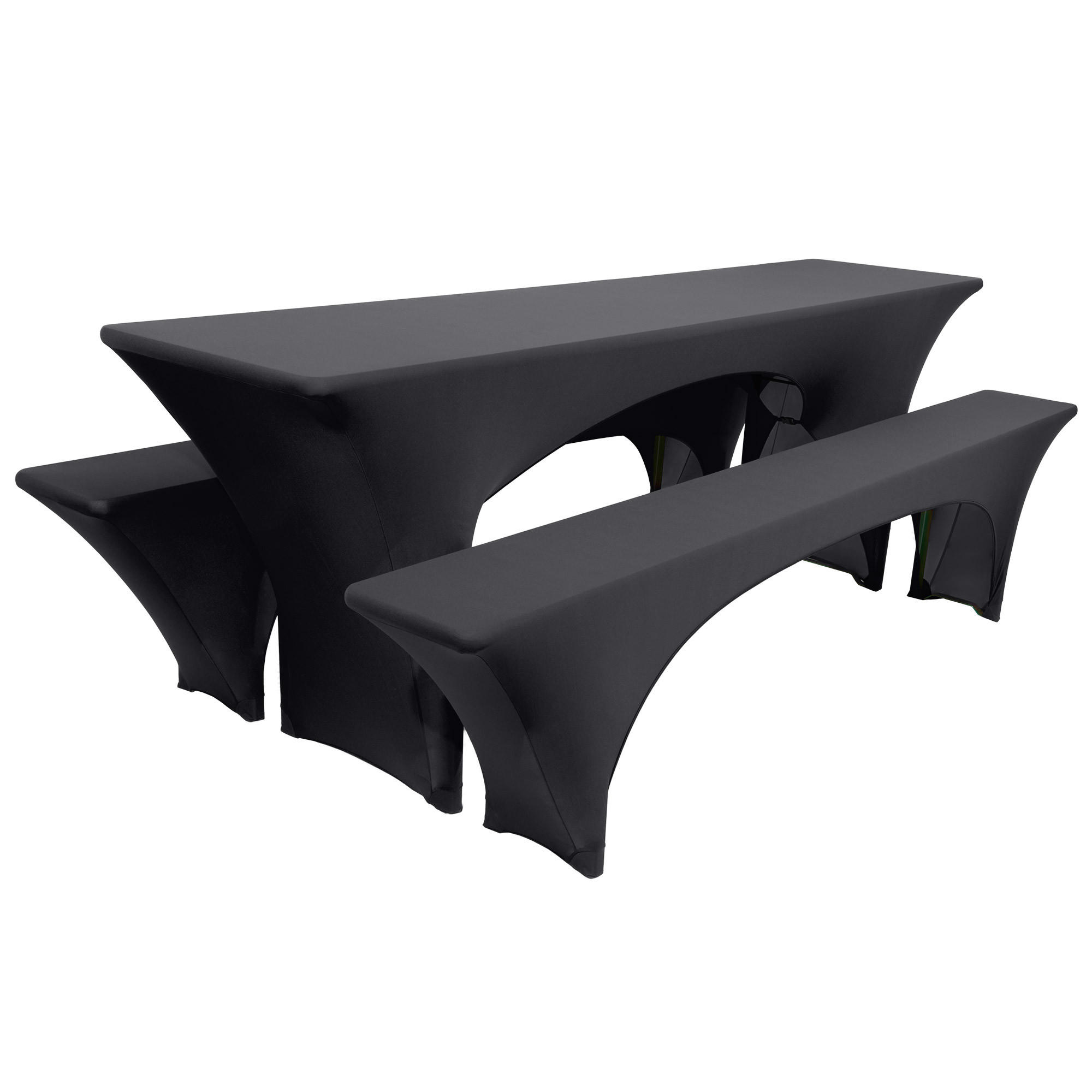 BIERTISCHHUSSE Victoria 70cm Stretch Schwarz (3tlg) - Schwarz, Textil (70/220cm) - Beautissu 