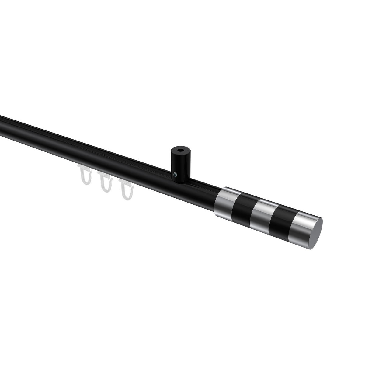 INNENLAUF-GARDINENSTANGEN-SET Sonius Mavell 140 cm, 1-läufig, 20 mm Ø Schwarz - Chromfarben/Schwarz, Metall (140cm) - INTERDECO