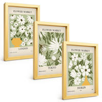 BILDER SET 3er Set - 20x30 cm Goldrahmen - Blumenmuster London Tokio Dublin - Goldfarben, Kunststoff (20/30cm) - TULUP