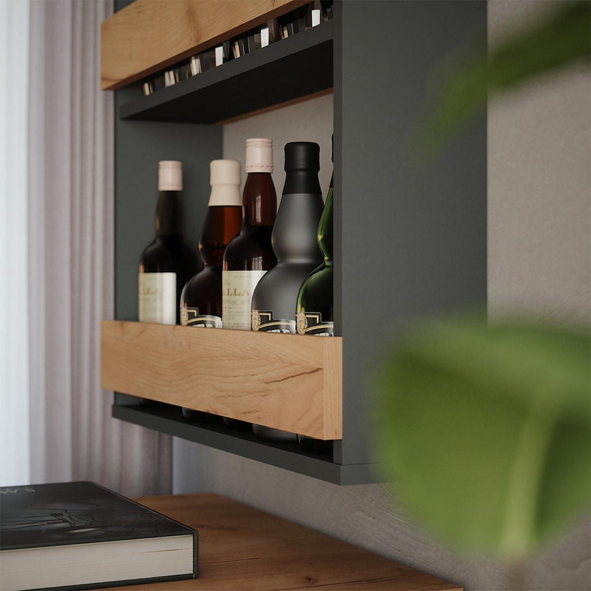 STOJAN NA SKLENIČKY NA VÍNO Repose Zlatý dub power/antracit - medově dubová/antracitová, kompozitní dřevo (60/72/15.1cm) - Vicco