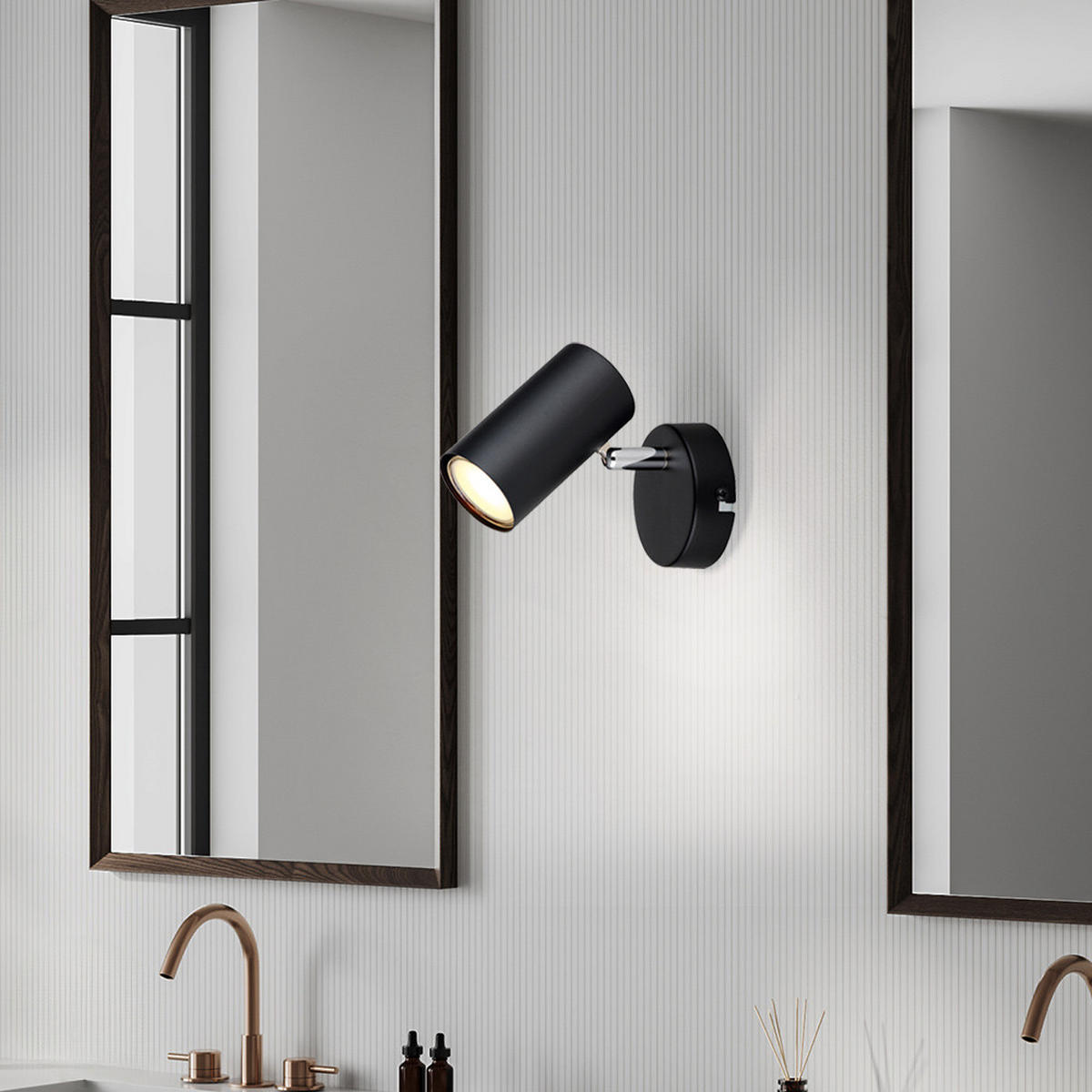 WANDELEUCHTE ALLVI Schwarz Chrom - Schwarz, Metall (8/10/12cm) - Globo Lighting