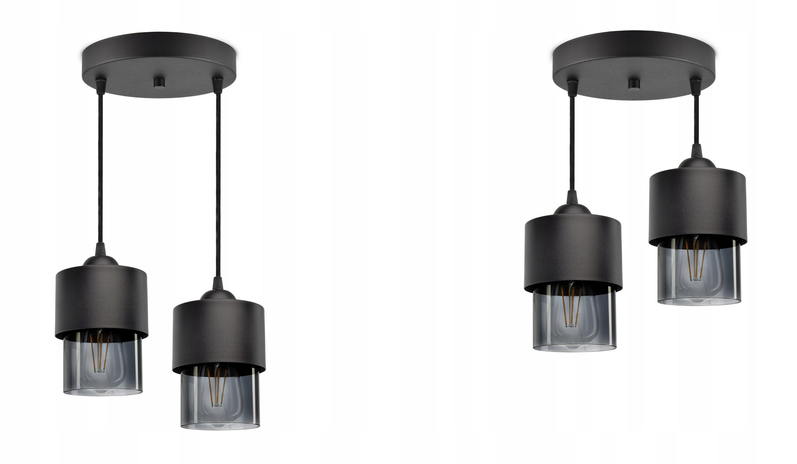 PENDELLEUCHTE Hege - Transparent/Anthrazit, Glas/Metall (25/25/70cm) - kiki design