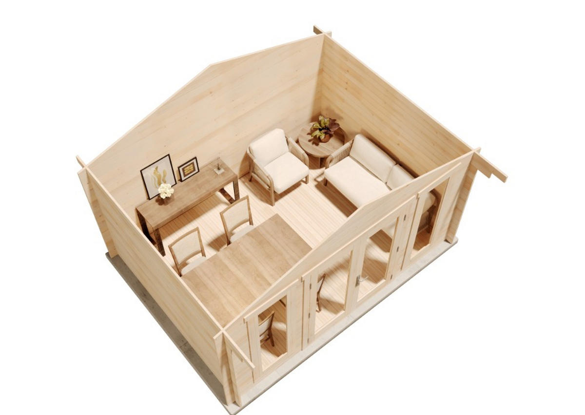 GARTENHAUS Holz Mirko - Naturfarben, Holz (440/245/350cm) - Alpholz