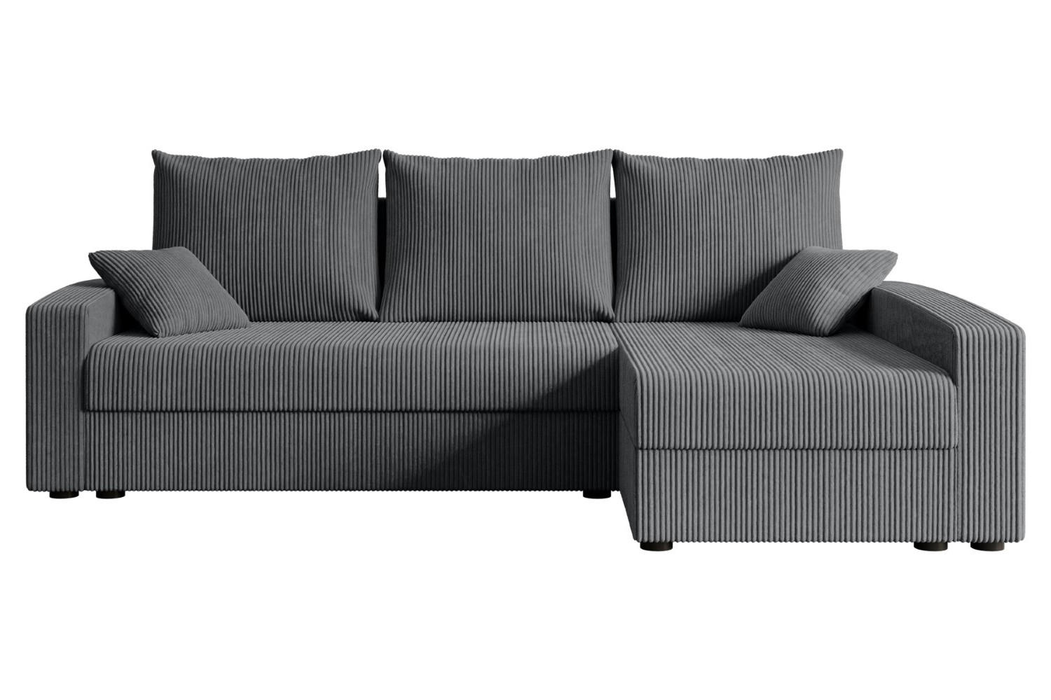 ECKSOFA mit Schlaffunktion und Bettkasten ALESIA-L 231x140x90 cm Grau Cord - Dunkelgrau/Silberfarben, Holzwerkstoff/Kunststoff (231/140cm) - ALTDECOR