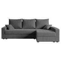 ECKSOFA mit Schlaffunktion und Bettkasten ALESIA-L 231x140x90 cm Grau Cord - Dunkelgrau/Silberfarben, Holzwerkstoff/Kunststoff (231/140cm) - ALTDECOR