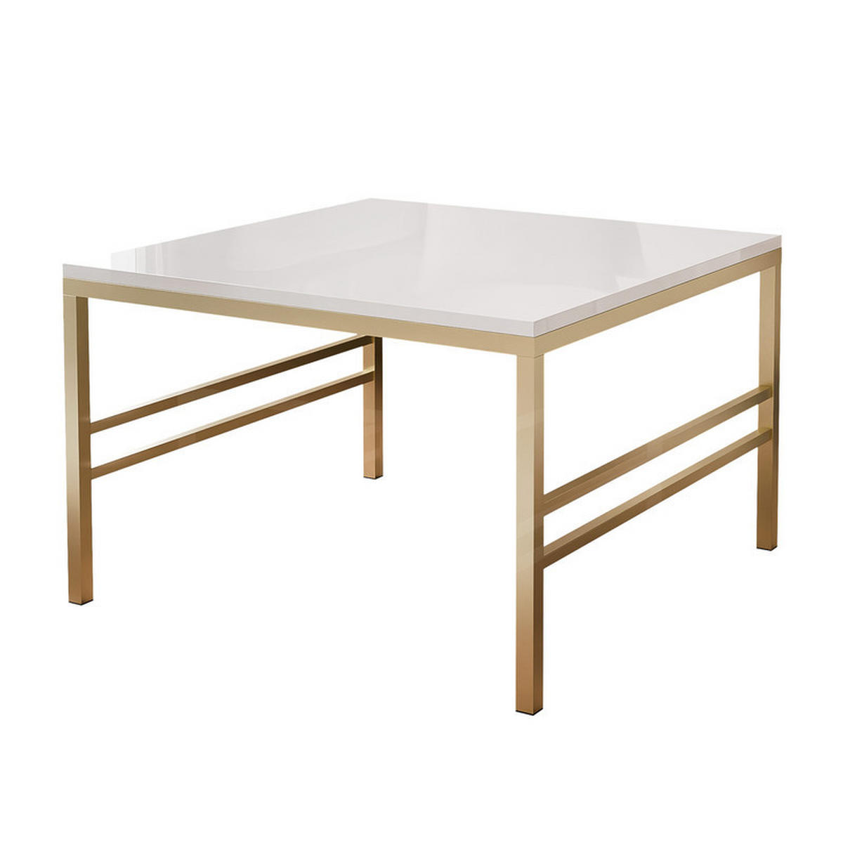 COUCHTISCH FORMA 60/60 cm Quadrat, Gold / Weiß Hochglanz - Weiß Hochglanz/Goldfarben, Metall (60/60/46cm) - Idohome