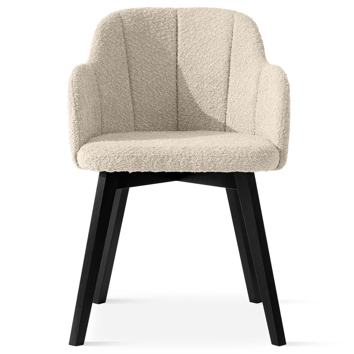 POLSTERSTUHL LONIS Esszimmerstühle 2er Set - Beige/Schwarz, Holz/Textil (55/82/54cm) - KONSIMO®