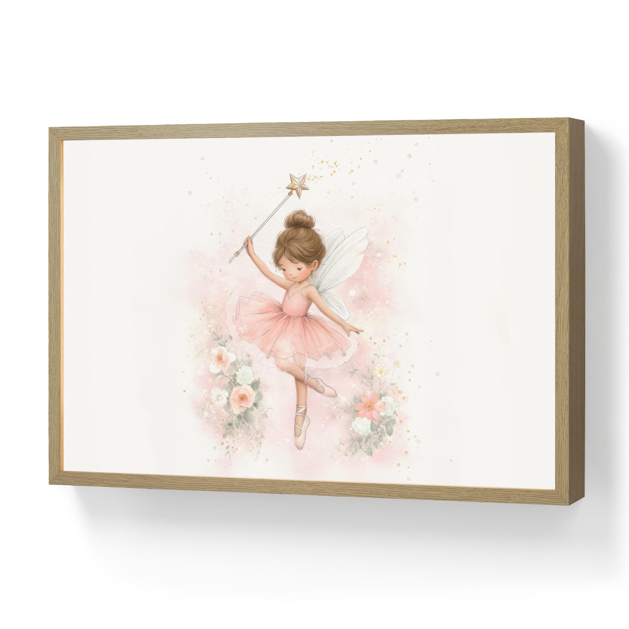 OnlyWow NÁSTĚNNÁ LAMPA S AKUMULÁTOREM Baletka - Víla - Květiny - Růžová 60x40 cm