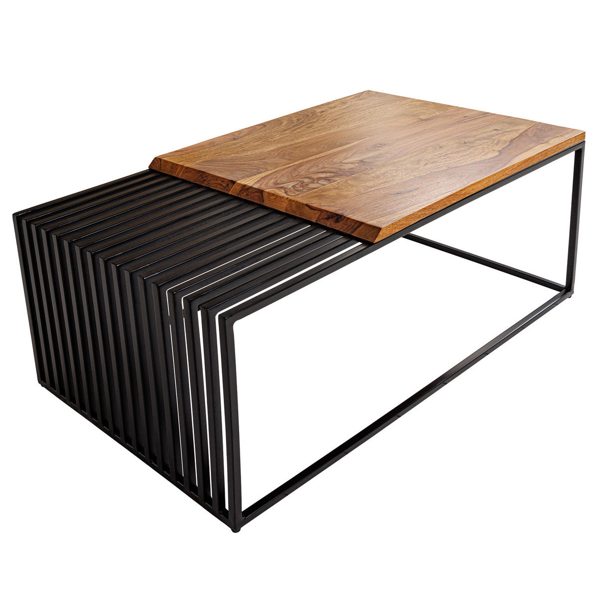 COUCHTISCH ARCHITECTURE Sheesham rechteckig Natur|Schwarz 100cm - Schwarz/Braun, Holz/Metall (55/100/40cm) - riess-ambiente