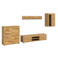 WOHNWAND Milo 4 tlg. (B/H/T: ca. 330/169/40 cm) in Wotan Eiche /Wotan Eiche - Eiche Wotan, Holzwerkstoff (330/169/40cm)