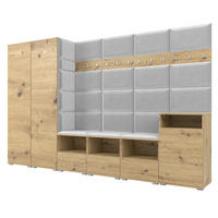 GARDEROBE NELA XII 300 cm (Modulare Flurmöbel Artisan Eiche mit Sitzpolster Hellgrau 32 Gigantisches Set) - Silberfarben/Hellgrau, Holz/Holzwerkstoff (300/187/40cm) - Ravio