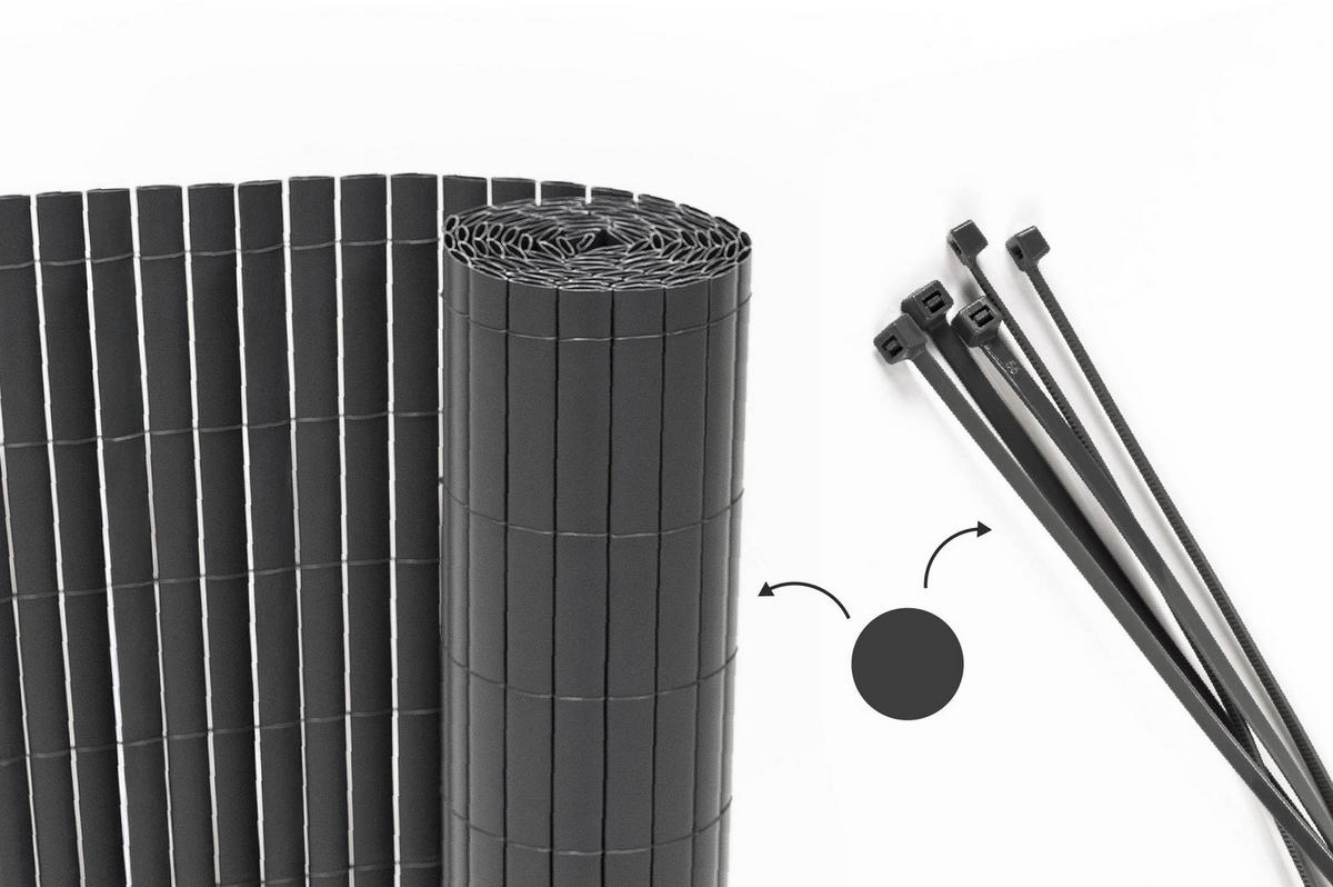 PVC Sichtschutzmatte VISO doppelseitig 5m x 1,8m Anthrazitgrau - Anthrazit, Metall (500/180cm) - Casanoov