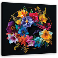 WANDBILD blumenstrauß aus bunten blumen - Multicolor, Textil (50/50cm) - Feeby