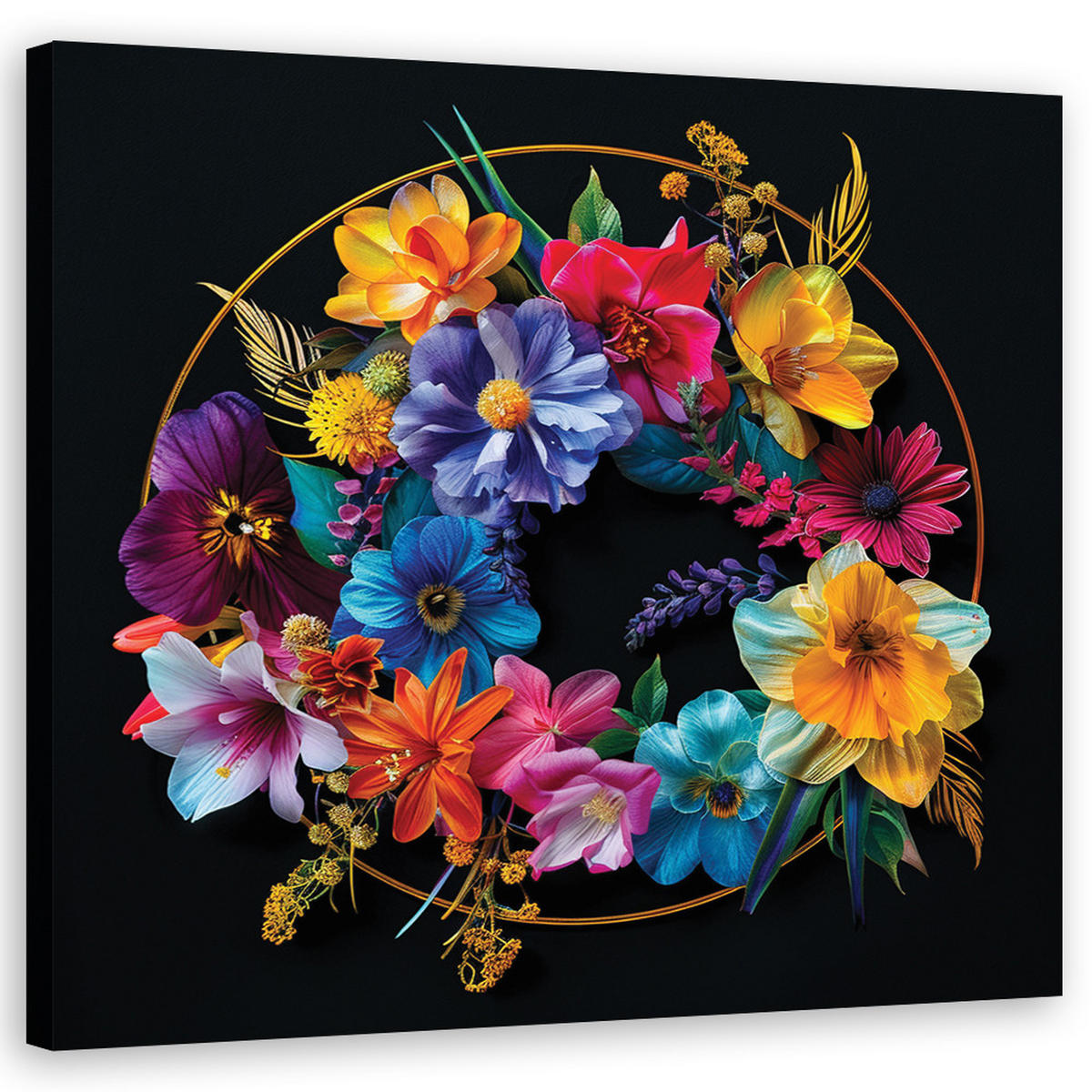 WANDBILD blumenstrauß aus bunten blumen - Multicolor, Textil (50/50cm) - Feeby