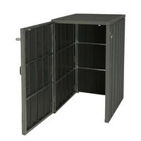 MÜLLTONNENBOX XL 1er-/2er-WPC HxBxT 117x80x105cm Metall Holzoptik erweiterbar Grau - Grau, Metall (80/117/105cm) - PROREGAL
