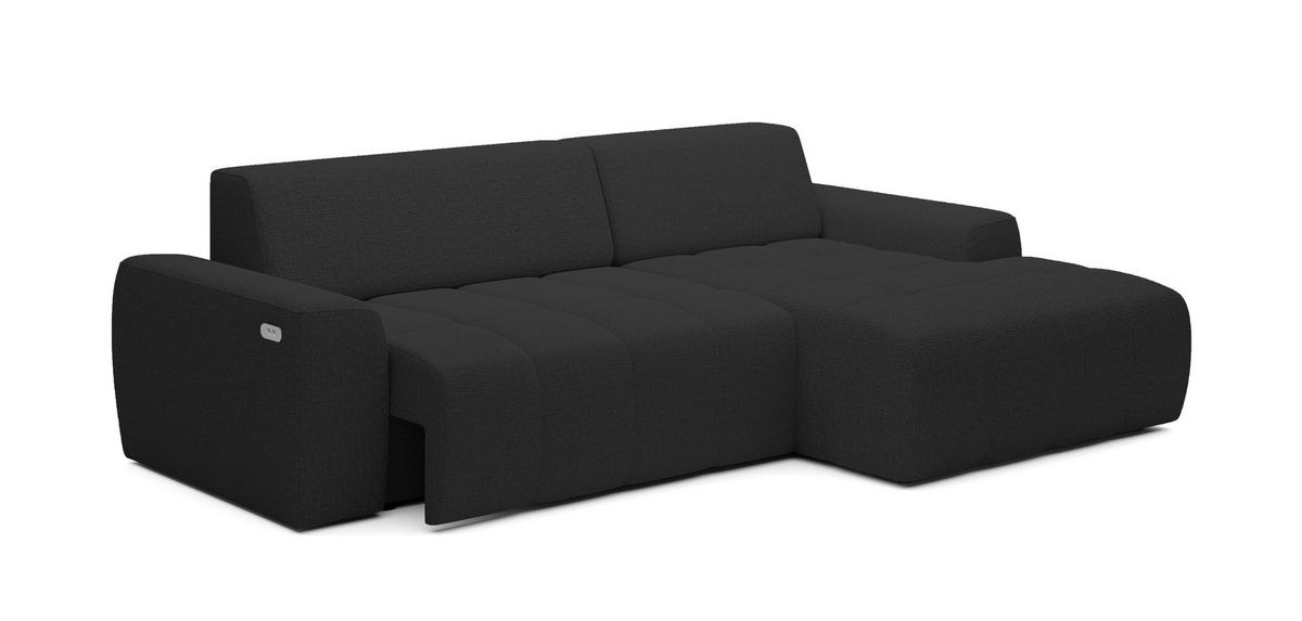ECKSOFA Savio Freistehend, mit Abriebfestem Kansas-Stoff, Maße 265x172x81 cm, Ausziehbare Sitzfläche 206x92 cm, Rechte, – Anthrazit - Anthrazit, Holz/Textil (265/172cm) - DomoHome