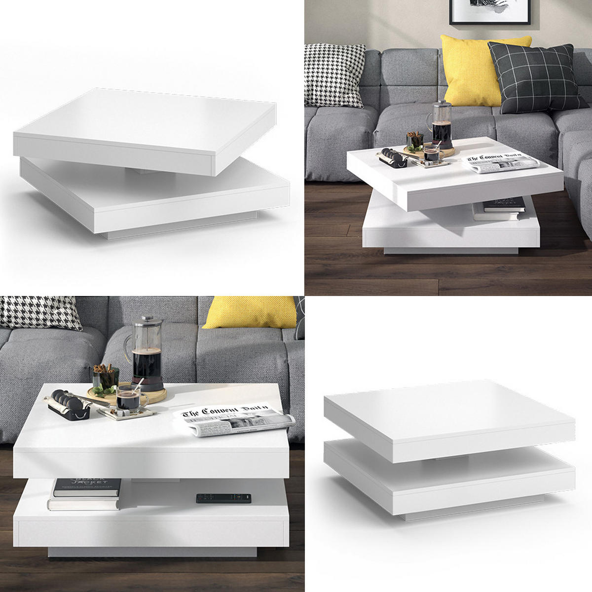COUCHTISCH Elias Weiß 70 x 70 cm - Weiß, Holzwerkstoff (70/70/34cm) - Vicco