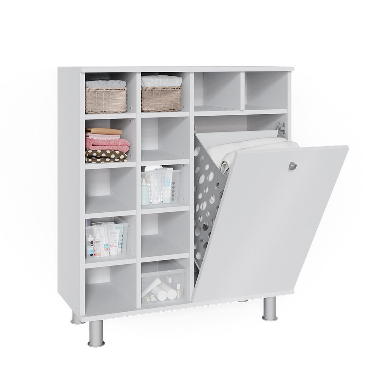 BADSCHRANK Fynn Weiß 78.4 x 91.6 cm - Weiß, Holzwerkstoff (78.4/91.6/34cm) - Vicco