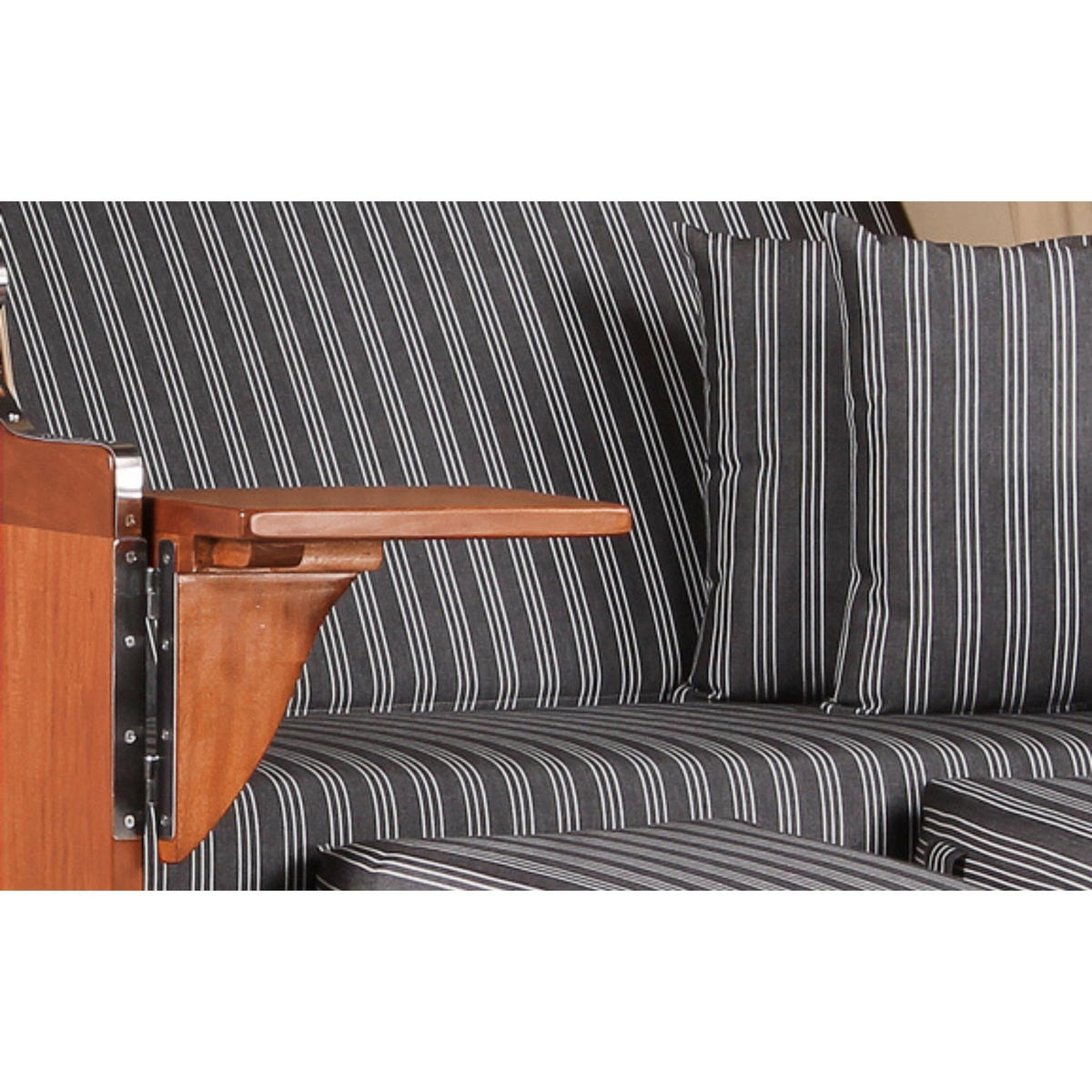 STRANDKORB Seeblick 2 Sitzer Mahagoni - Braun/Grau, Metall (125/170/80cm) - Mr. Deko