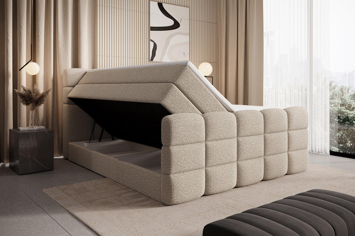 BOXSPRINGBETT Carenzo 1 beige 200/200 cm H3/H4 - Beige, Textil (200/200cm) - wonello