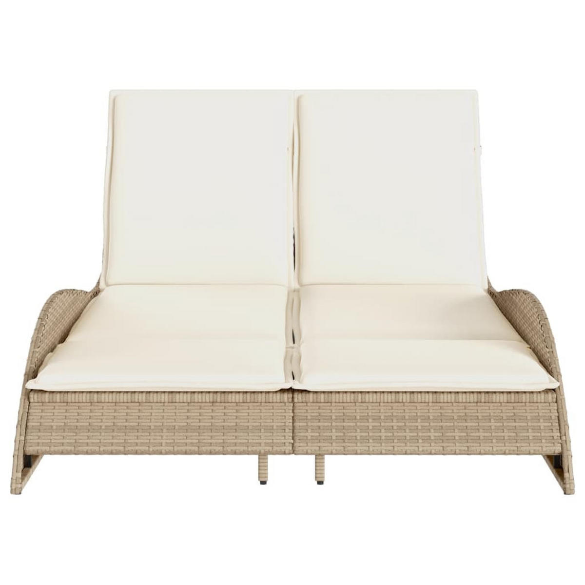 SONNENLIEGE Mit Auflagen Beige 114/205/73 Cm Poly Rattan - Creme, Kunststoff (205/73/114cm) - vidaXL