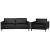 SOFA-SET 4-sitzer Leder Schwarz Savalen - Schwarz, Leder (204/87/91cm) - Beliani