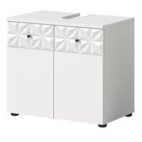WASCHBECKENUNTERSCHRANK weiß Hochglanz 60 cm, Badschrank mit 3D-Struktur - Weiß Hochglanz/Schwarz, Holzwerkstoff/Kunststoff (60/54/34cm) - Inn.Furn