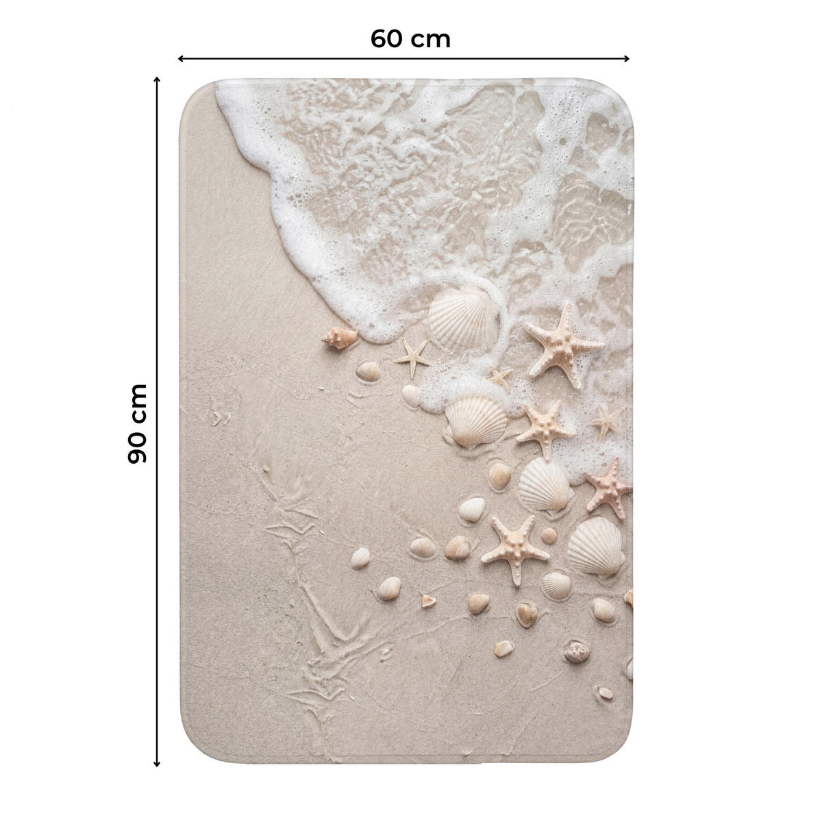 WC-VORLEGER Muscheln - Seesterne - Strand Toilettenvorleger 60x90 cm - Sandfarben, Kunststoff/Textil (60/1cm) - OnlyWow
