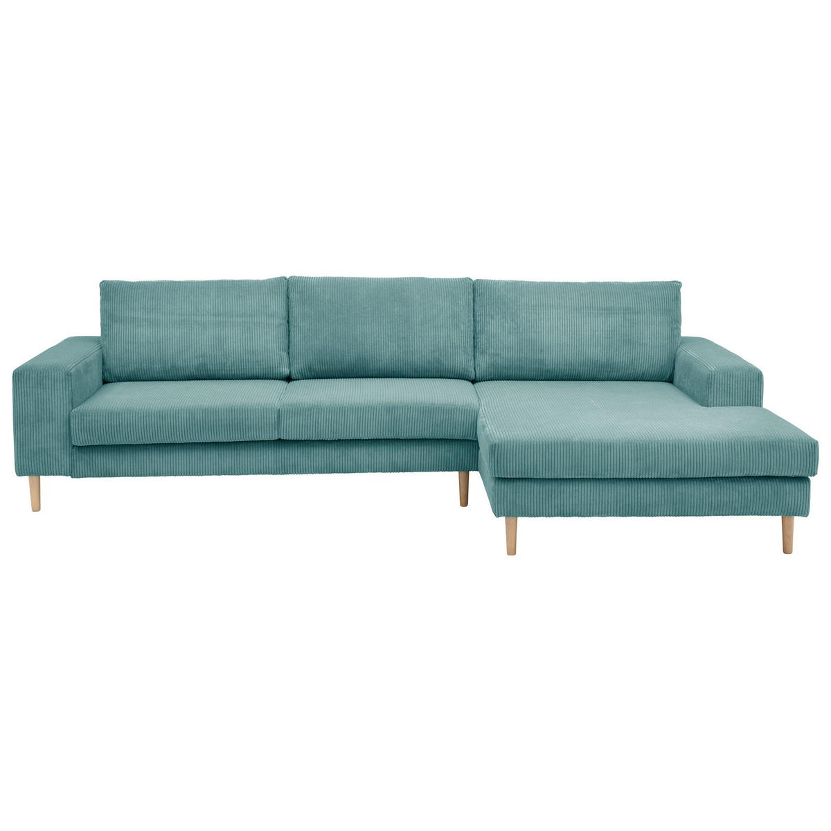 SOFA mit Longchair rechts Kaylynn Cordstoff eisblau - Pastellblau, Kunststoff (175/294cm) - 58aufmkessel
