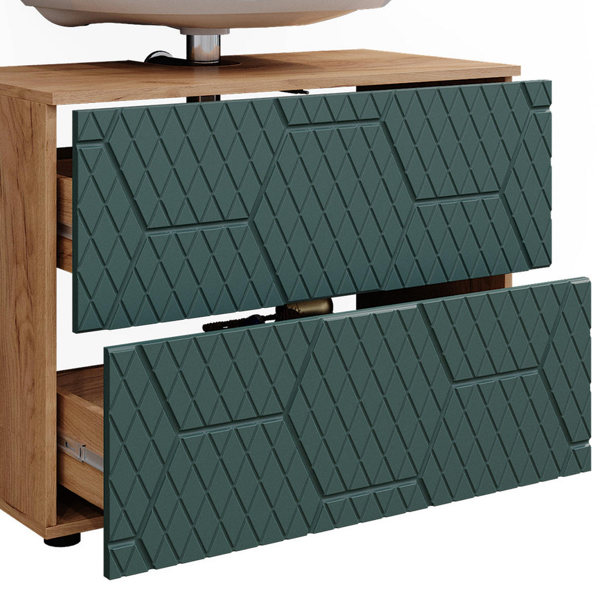 BADMÖBEL-SET Irma Grün 2 Teile - Honigeiche/Grün, Holzwerkstoff (80/58.6/41cm) - Vicco