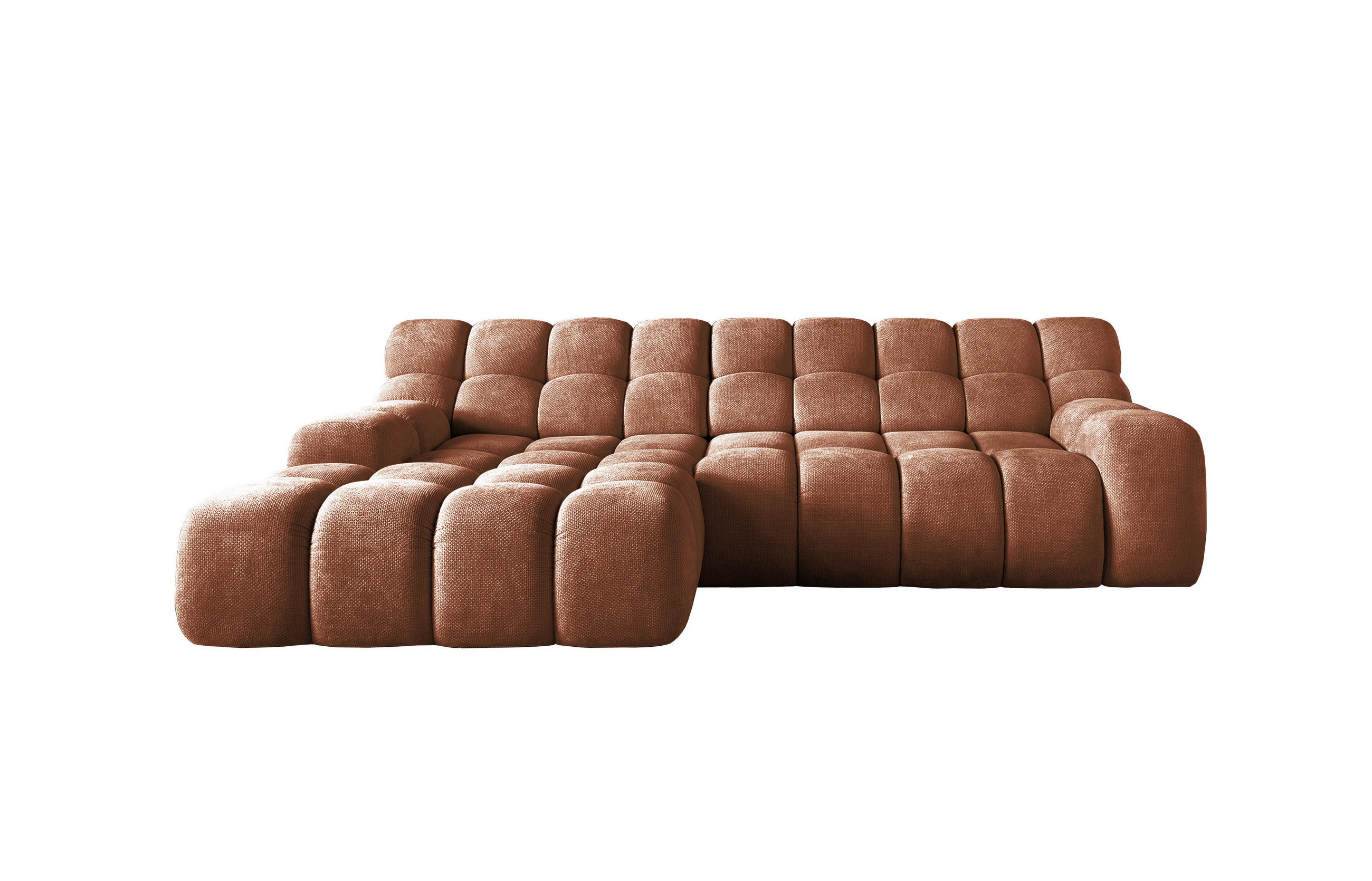 ECKSOFA CAMPILE mit elektrisch verschiebbarem Sitz, Orange, Links - Bronzefarben, Holz/Textil (119/288cm) - DomoHome
