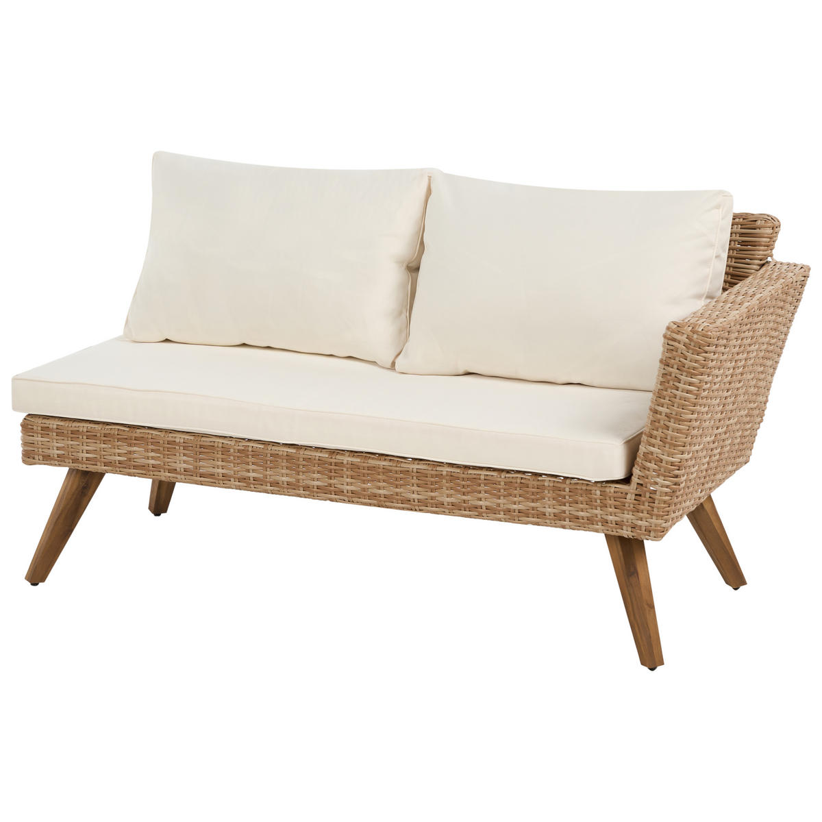 GARTEN-ECKSOFA mit Tisch 6-Sitzer Polyrattan Cremeweiß Vittoria - Beige/Creme, Kunststoff - Beliani