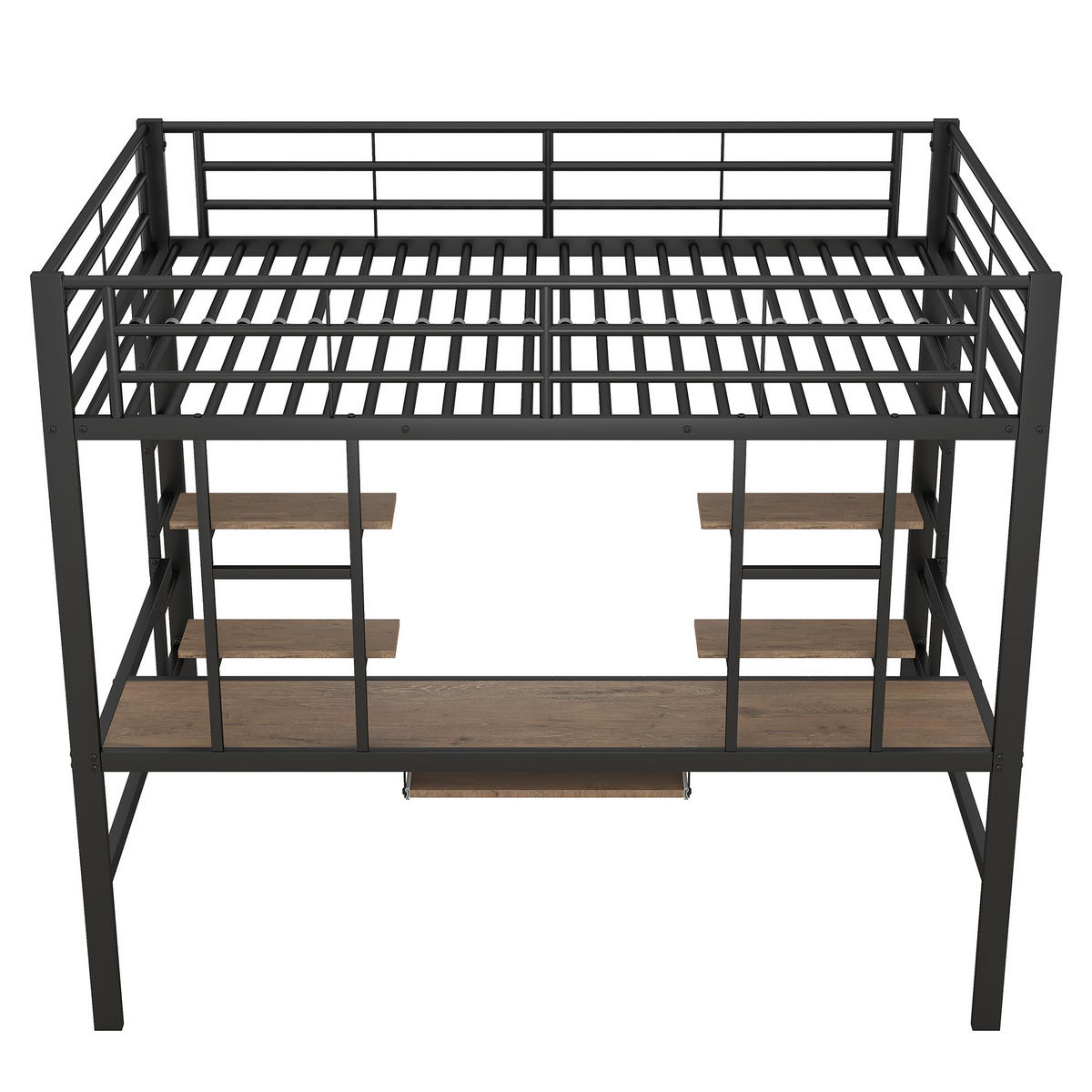 HOCHBETT 140x200cm Schwarz Metall Schreibtisch 2 Bücherregale - Schwarz, Metall (140/200cm) - FLIEKS