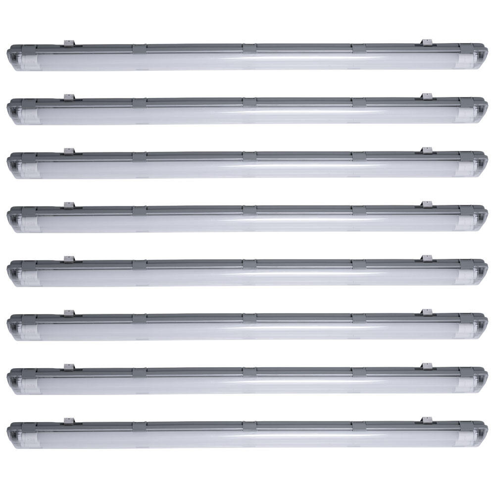 LED DECKENLEUCHTE Grau Kunststoff 8er Set - Grau, Kunststoff (156/9.6/5.8cm)