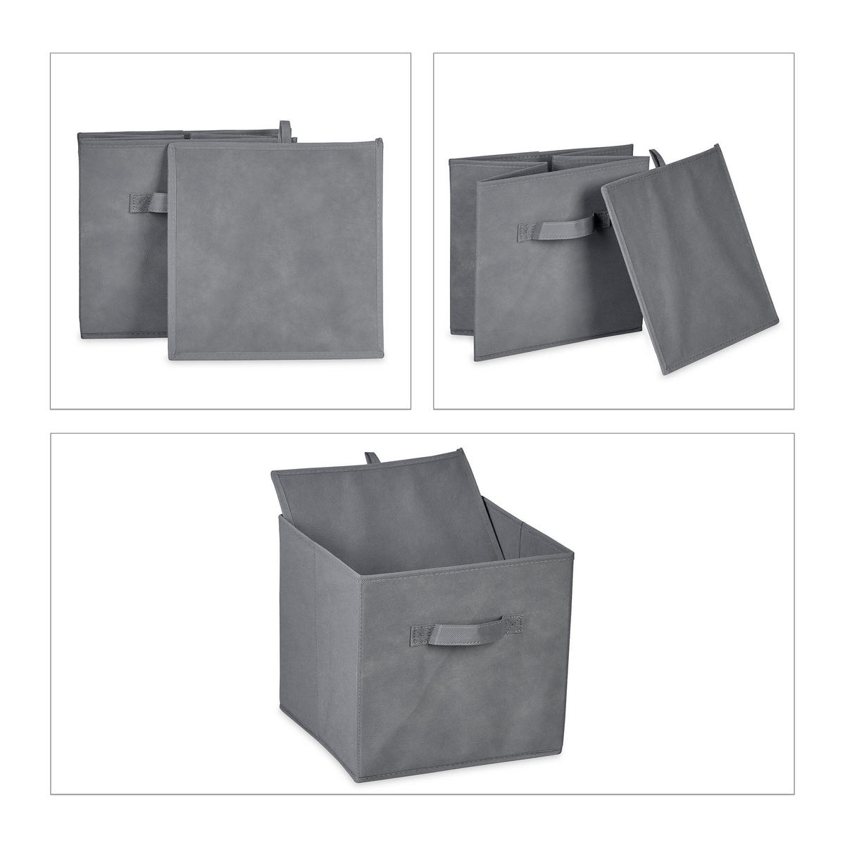 6XŠKATLA za shranjevanje - siva, umetna masa/valovita lepenka (28/26.5/28cm) - Relaxdays