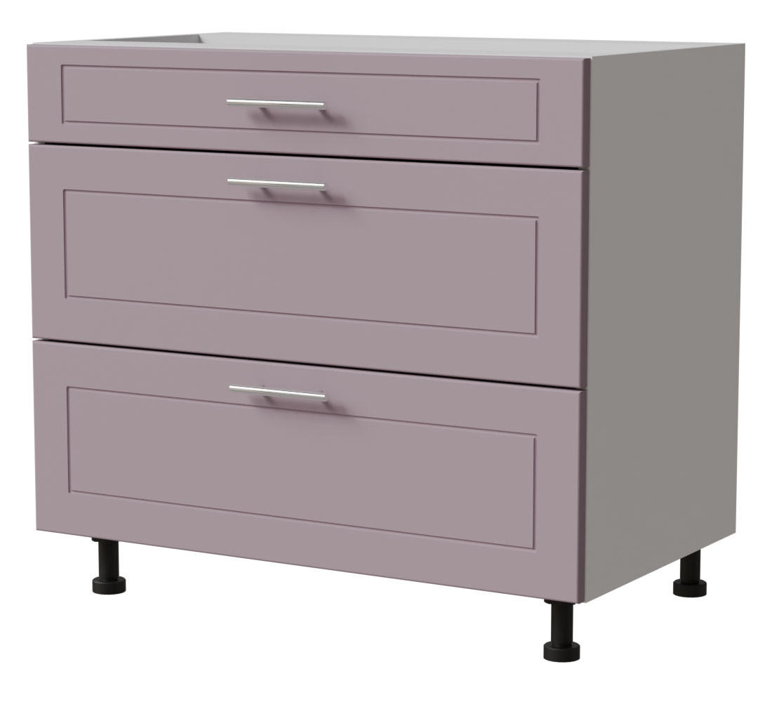 SCHUBLADENUNTERSCHRANK Bari D3/90 Weiß / RAL 4009 pastellviolett 90 / 50 / 82cm HETTICH Vollauszug - Violett/Weiß, Holz/Holzwerkstoff (90/82/50cm) - Feldmann-Wohnen