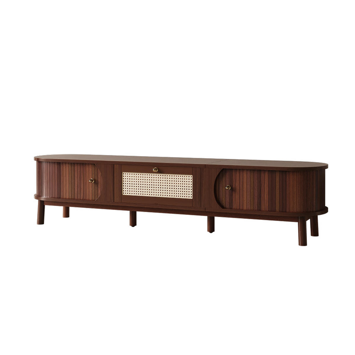 TV-SCHRANK Lowboard Holz Rattan Türen - Naturfarben, Holzwerkstoff (170/38/39.5cm) - Fortuna Lai