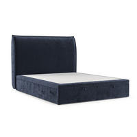 POLSTERBETT Tuvalu mit Stauraum 160/200 cm Marineblau im Lotta Stoff - Schwarz/Dunkelblau, Holz/Holzwerkstoff (160/200cm) - AltaBeds